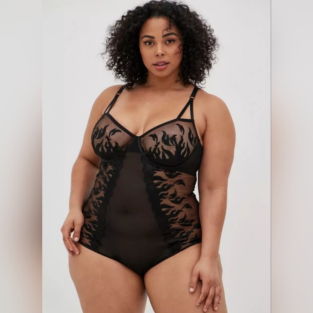 Torrid Sheer Flame Bodysuit